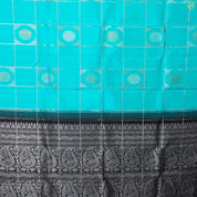 Peacock Green With Silver Zari Checked Edge Border Trendy Designer Silk Saree