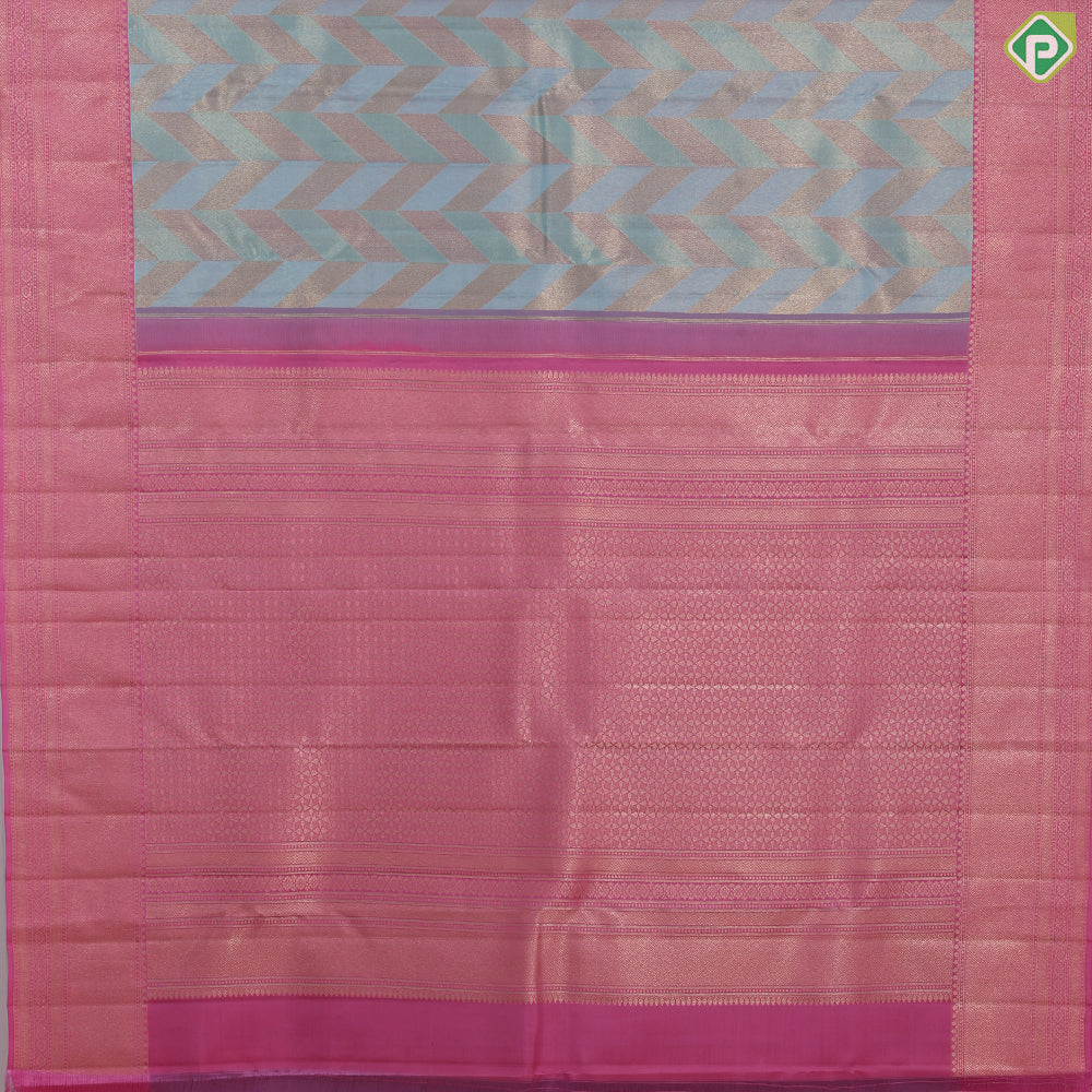 Dark lavender silver gold zari arrow line design beige silver gold zari spin weave design Trendy silk saree