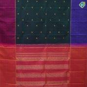 Bottle Green Gold Zari Flower Butta Design Magenta And Purple Colour Line Design Traditional Silk Saree
