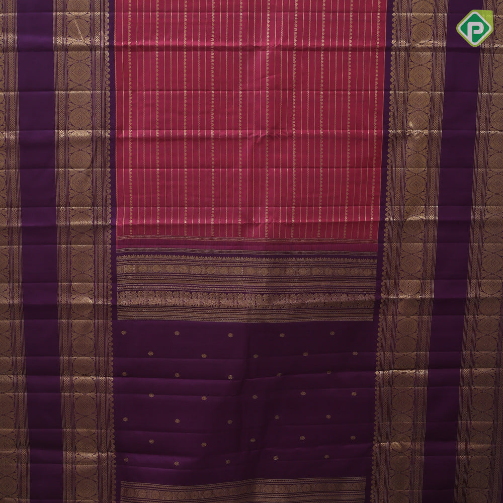 Magenta gold zari velthaari lines design purple gold zari round butta retta pattai border vintage silk saree