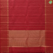 Tomato red gold zari small checked window panel self gold zari divided border traditional silk saree