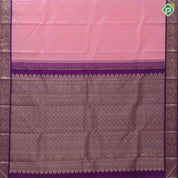 Salmon Pink Gold Zari Peacock Motif Design Purple Colour Yazhi Peacock Ruthracham Border Design Traditional Silk Saree