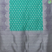 Rexsona Green Nandi Motif Silver Zari With Lavender Border Traditional Silk Saree
