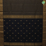 Black colour Gold Zari Checked Design Self Colour Elephant Horse Floral Border Design Luxury Black Silk Saree