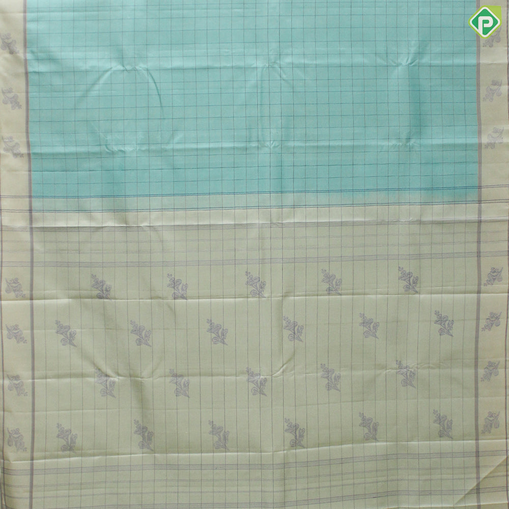 Light See Green With Creamy White Border Traditional Silk Saree