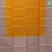 Mango yellow gold zari rain drop butta motifs Peach cream plain border grand pallu soft silk saree
