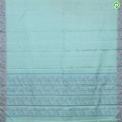 Suffire green silver zari zig zag waves design self multi color pythonic border grand bridal silk saree