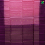 Baby pink gold zari fancy leaf butta motifs purple plain border contrast grand pallu soft silk saree