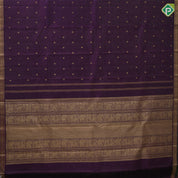 Wine Colour Gold Zari Vairaoosi Lines Small Flower Butta Design Self Colour Chagaram Border Design Traditional Silk Saree