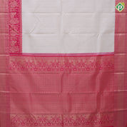Cream White Gold Zari Brocade Design Rani Pink Pallaku Bavanji Border Design traditional Silk Saree