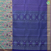 Violet Silver Zari Floral Design Baby Pink Rexsona Green Flower Border Design Trending Fancy Silk Saree