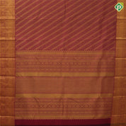 Marron Gold Zari Floral Brocade Design Self Colour Chagaram Flower Border Design Wedding Silk Saree