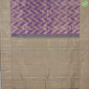 Dark lavender silver gold zari arrow line design beige silver gold zari spin weave design Trendy silk saree