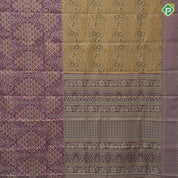 Lemon green silver gold zari silk thread meena work Purple gold zari meena work border grand tissue silk saree