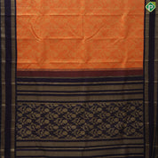 Dark orange gold zari grand flower design grape brown gold zari double line border exclusive bridal silk saree