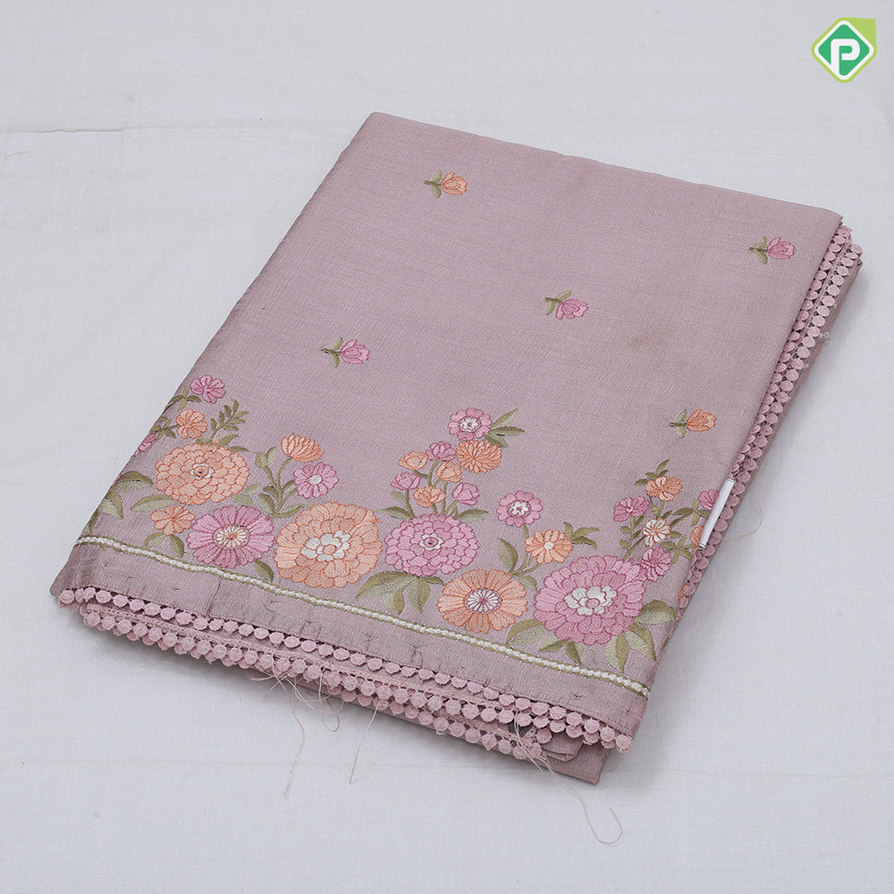 Navy Blue Rose Flower Butta Border Flower Design Fancy Cotton Saree