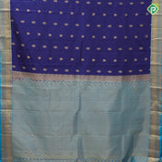 Royal Blue Gold Zari Flower Butta Design Rexsona Green Ruthracham Flower Border Design Pure Mix Silk Saree