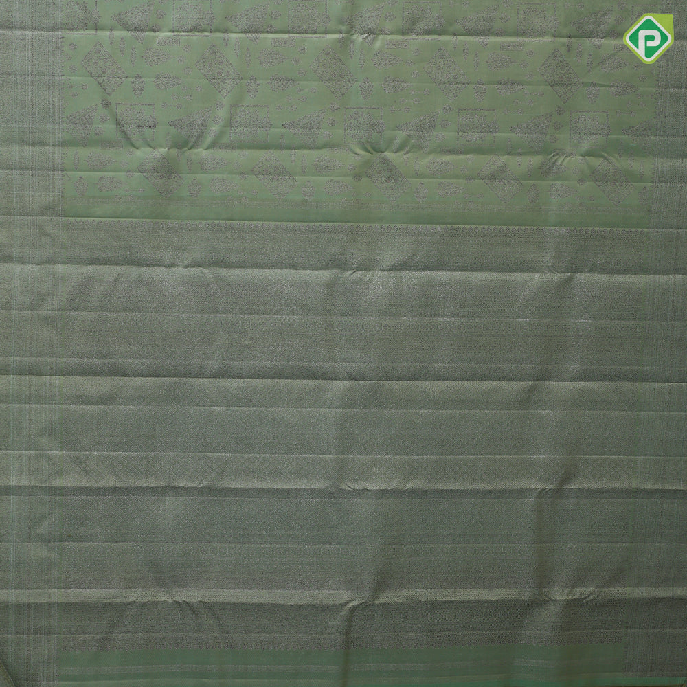 Olive Green Neem Zari Check Floral Design Self Colour Ruthracham Border Design Grand Silk Saree
