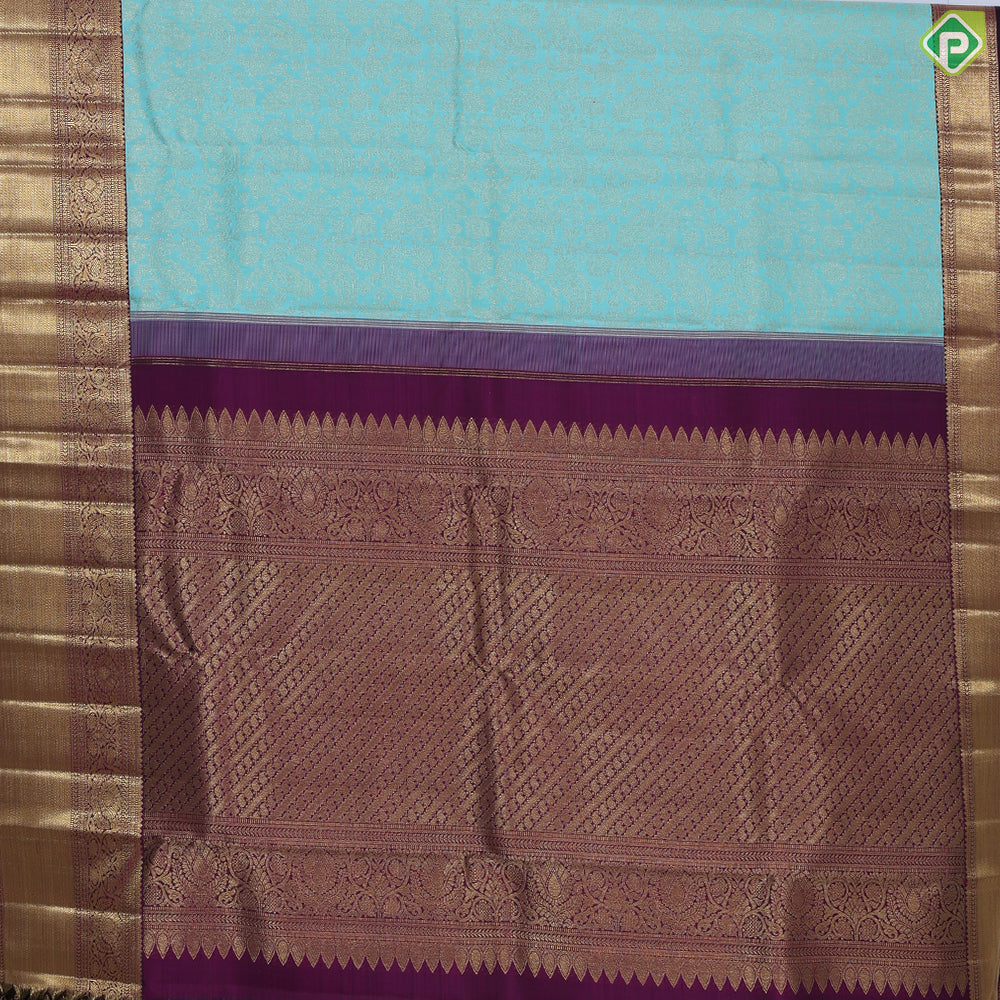 pista green gold zari grand floral contrast purple with gold zari exclusive bridal silk saree