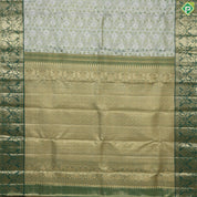 green base with silver and gold zari grand hand woven gold zari lotus design border exclusive bridal silk saree