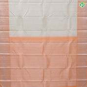 White silver zari small rangoli lines peach orange silver zari multi design border exclusive bridal silk saree
