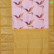 Cream white multicolor flying twitter ikkat design Mustard yellow gold zari multi lines border ikkat silk saree