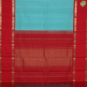 Tea Green with Multi color checkered contrast red rettapet border traditional silk saree