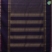 Purple blue gold zari kattam design self plain rettapet border traditional silk saree