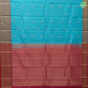 rama blue gold zari vairaoosi and fancy butta design rani pink gold zari border traditional silk saree