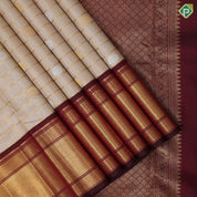 creamy beige gold zari kattam silver zari butta design beetroot maroon gold zari mayilkan border vintage traditional silk saree