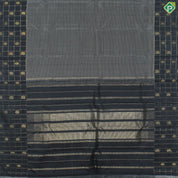 Gray And Block Color Lines Gold Zari With Block Color Peacock Chakaram Design Traditional Silk Saree