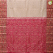 Half white silver gold zari grand floral design rani pink silver gold zari meena work arch design border grand bridal silk saree