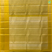 Lemon Yellow Silver And Neem Zari Creeper Design Self Colour Bavanji Rangoli Border Grand Tissue Silk Saree