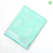 Light color base white dots grouped shapes design self silver zari border fancy chiffon sarees