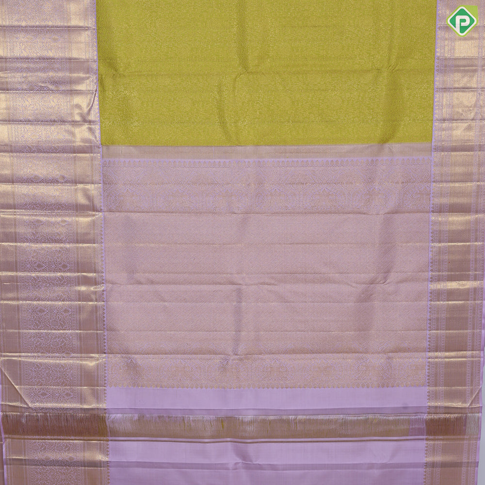 Apple Green silver and gold zari kattam mid diamond butta pale pink border retro traditional silk saree