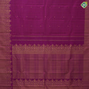 Purple base silk thread checks mid flower butta self gold zari fancy floral design border trendy designer silk saree