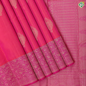 orangish pink gold zari fancy flower butta purple pink gold zari banaras design border gift silk saree