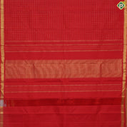 Brick red gold zari mid dotted Checkered design and self gold zari edge border traditional silk saree