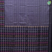 Dark onion pink self checks design black tri color zari round butta border soft silk saree