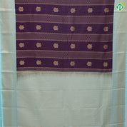 Violet gold zari peacock kalasam butta design turquoise gold zari bavanji border art silk saree