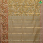 Golden green base silver zari by zari surf design meena work meera dancing floral border special design silk saree