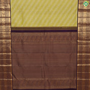 lemon yellow silver zari geometric design contrast purple gold zari border exclusive bridal silk saree