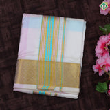 Multi Color Checked Design Gold Zari Diamond Butta Border 9*5 Pure Silk Dhoti Vesti