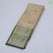 Rama green silk thread floral design rani pink gold zari grand border art tissue silk saree