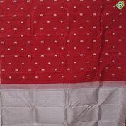Sendoram Red Silver Zari Peacock Chakra Butta Silver Zari Edge Border Traditional Silk Saree