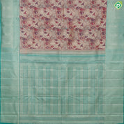 Brick orange multi color birds in forest inspired tissue contrast green silver gold zari diamond border trendy silk saree