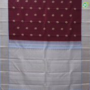 Syrup brown gold zari peacock butta design blueish grey gold zari rangoli border traditional silk saree