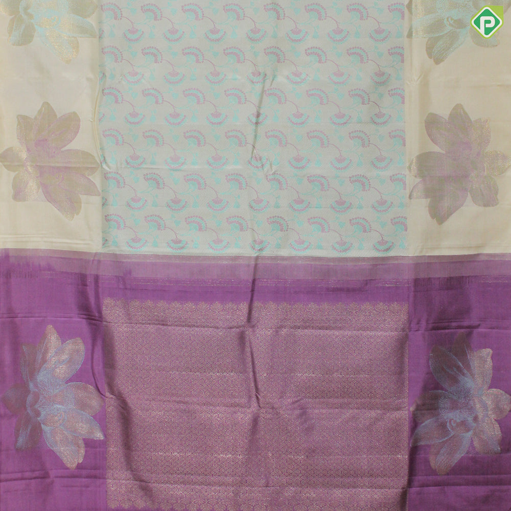 Sandal Wood Floral Design With Big Flower Motif Border Trendy Silk Saree
