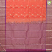 Orange Colour Gold Zari Vairaoosi Line Mango Butta Design Purple Colour Elephant Ruthracham Border Design Pure Mix Silk Saree