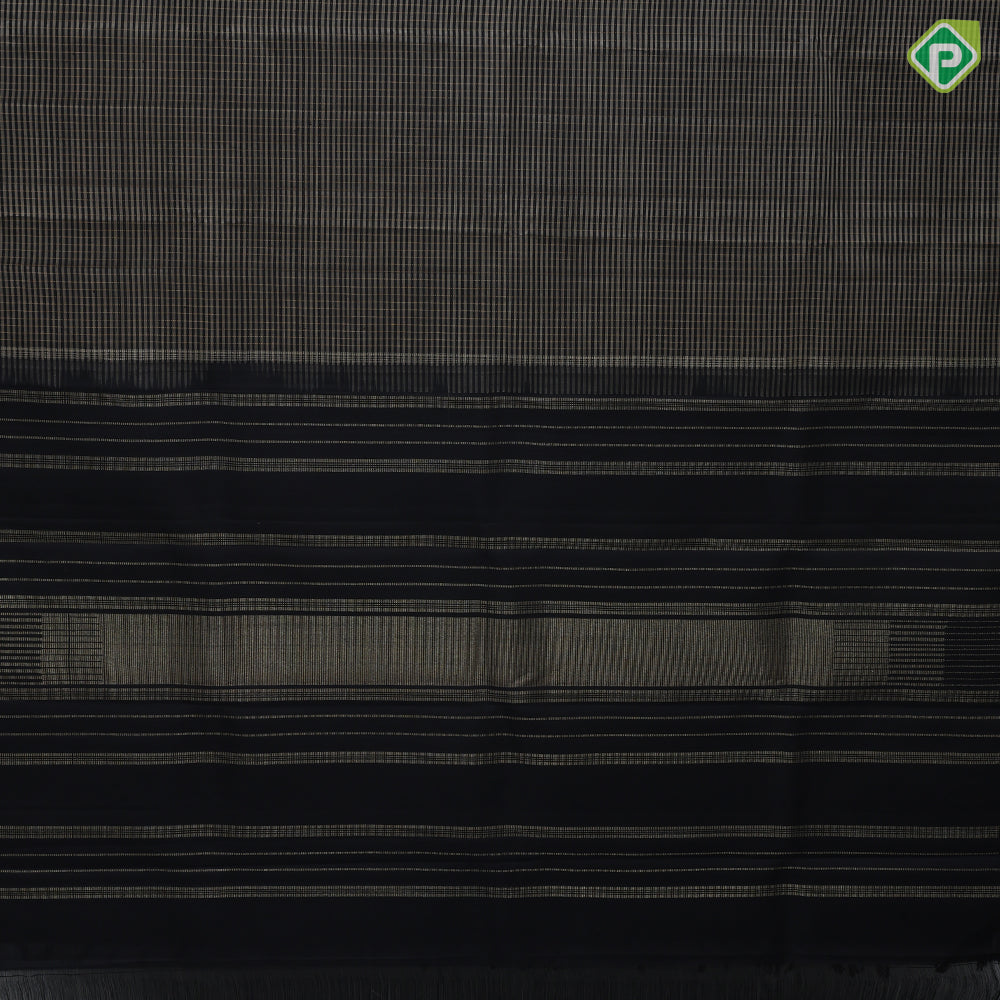 Black with sandal checks and stripes design borderless edge border Luxury black silk saree